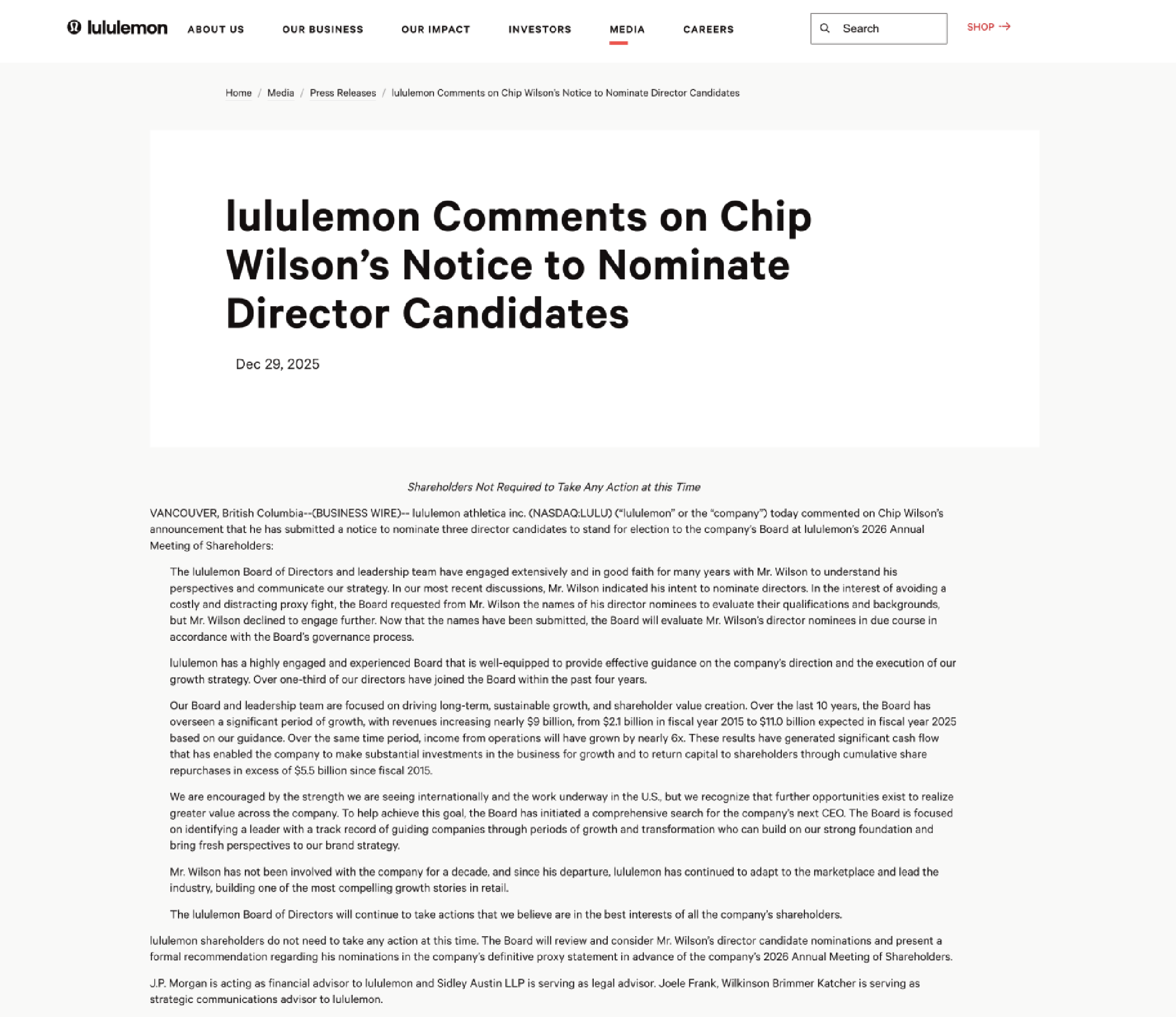 世界杯-Lululemon转型困局，创始人威尔逊向董事会发起“逼宫”